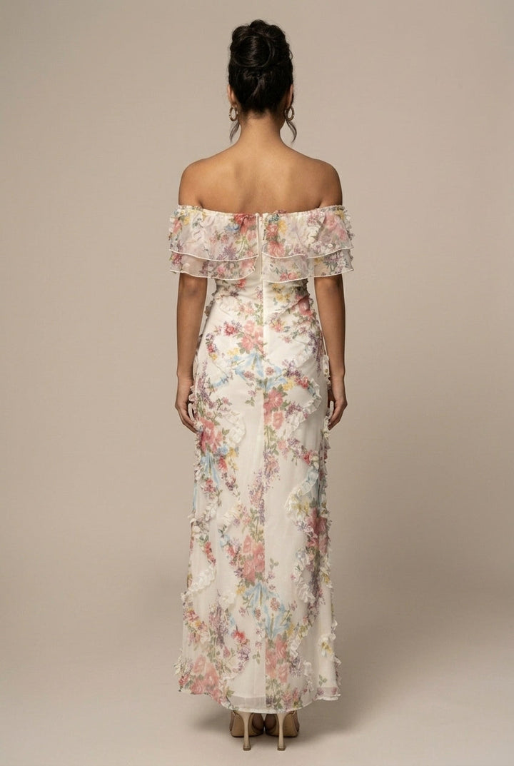 Valentina | Blommig Off Shoulder Maxiklänning Dam