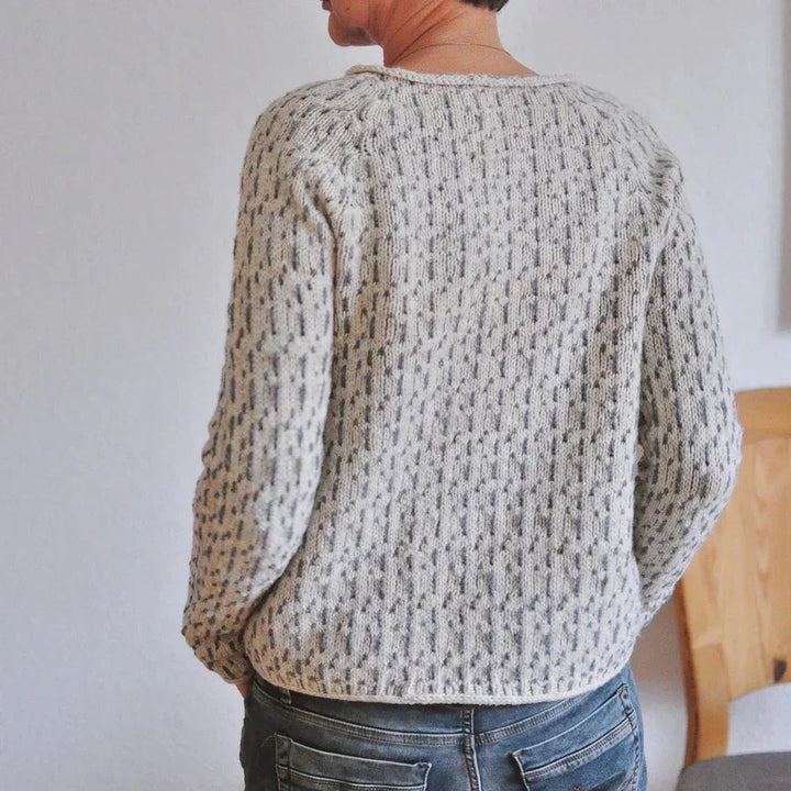 Lave | Stickad Tröja Dam Texturerad Rund Hals Relaxed Fit