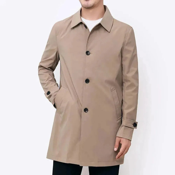Audun | Trenchcoat Herr Enkelknäppt Slim Fit Slagkrage