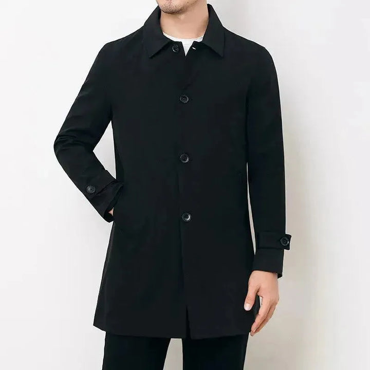Audun | Trenchcoat Herr Enkelknäppt Slim Fit Slagkrage
