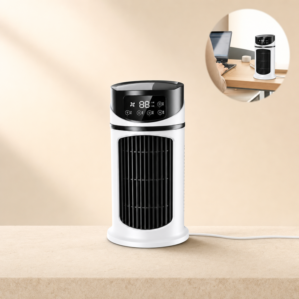 Portabel 3-I-1 Luftkylare Med Luftfuktning Fläkt Och USB-Drift