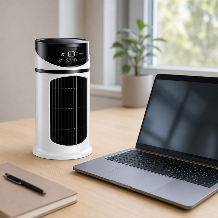 Portabel 3-I-1 Luftkylare Med Luftfuktning Fläkt Och USB-Drift