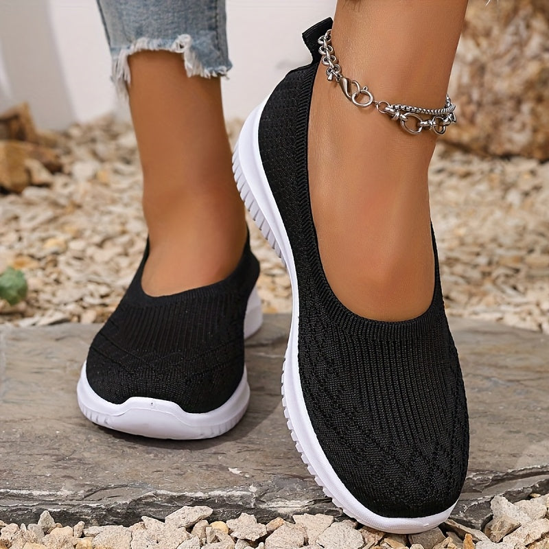 Elena | Slip-On Skor Dam Med Stickad Ovandel