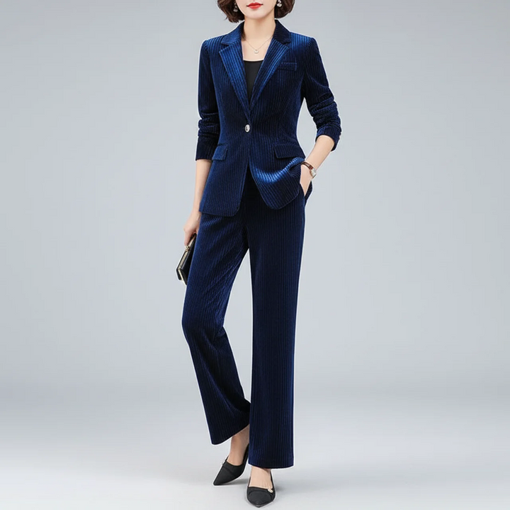 Birgitta | Kostymset Dam Kritstreck Rak Passform