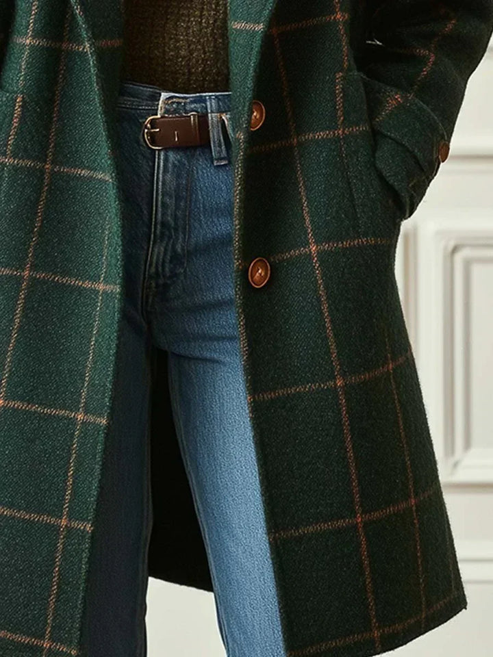 Svanhild | Långkappa Dam Rutig Oversized Slagkrage