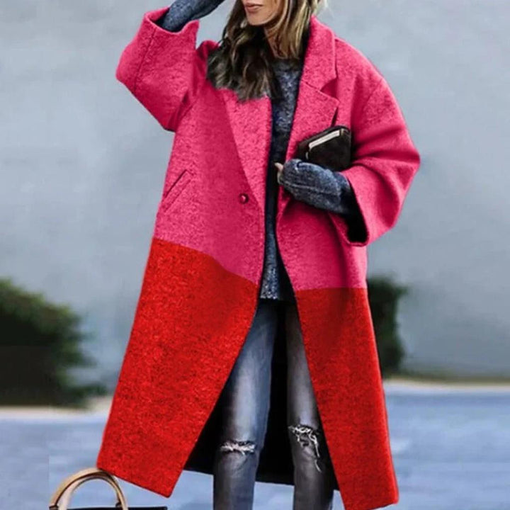 Ragnhildur | Långkappa Dam Rutig Color Block Oversized