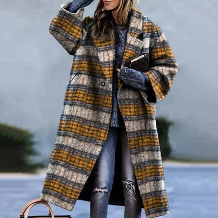 Ragnhildur | Långkappa Dam Rutig Color Block Oversized