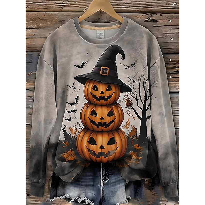 Mylene | Sweatshirt Dam Randig Halloween Kattmotiv