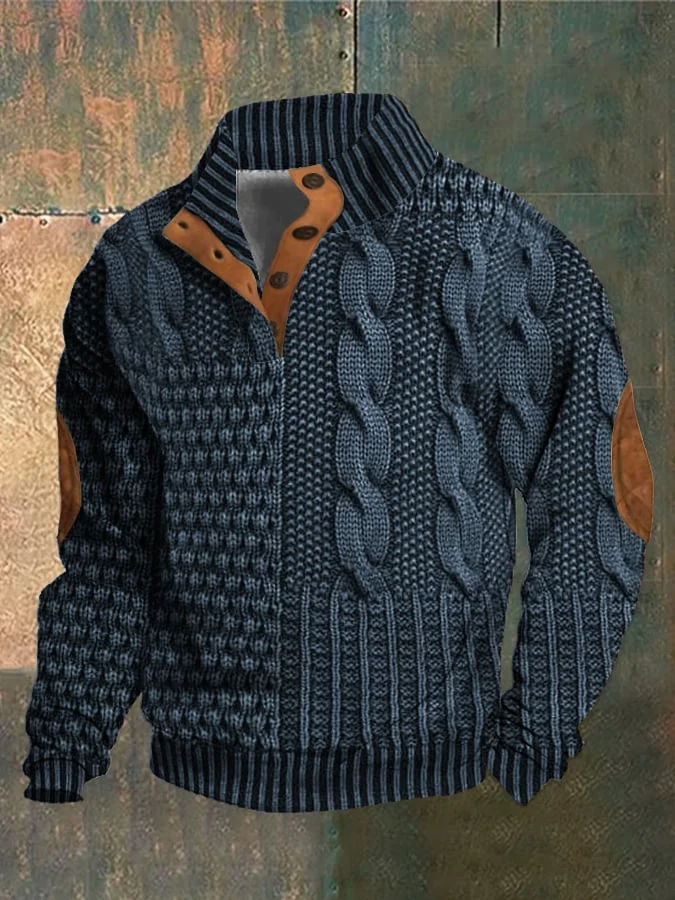 Arnfinn | Stickad Tröja Herr Kabelstickad Quarter-Zip Krage