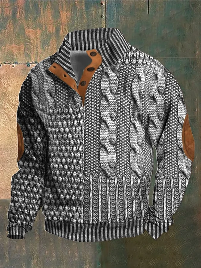 Arnfinn | Stickad Tröja Herr Kabelstickad Quarter-Zip Krage