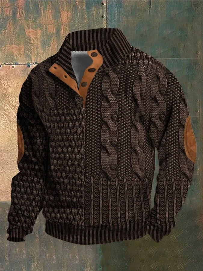 Arnfinn | Stickad Tröja Herr Kabelstickad Quarter-Zip Krage