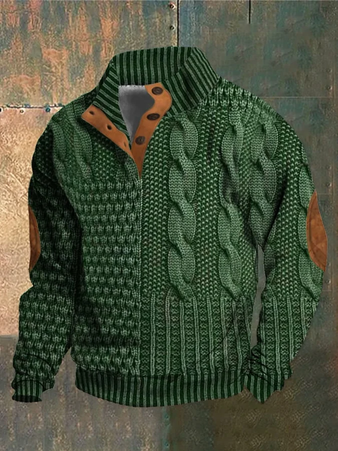 Arnfinn | Stickad Tröja Herr Kabelstickad Quarter-Zip Krage