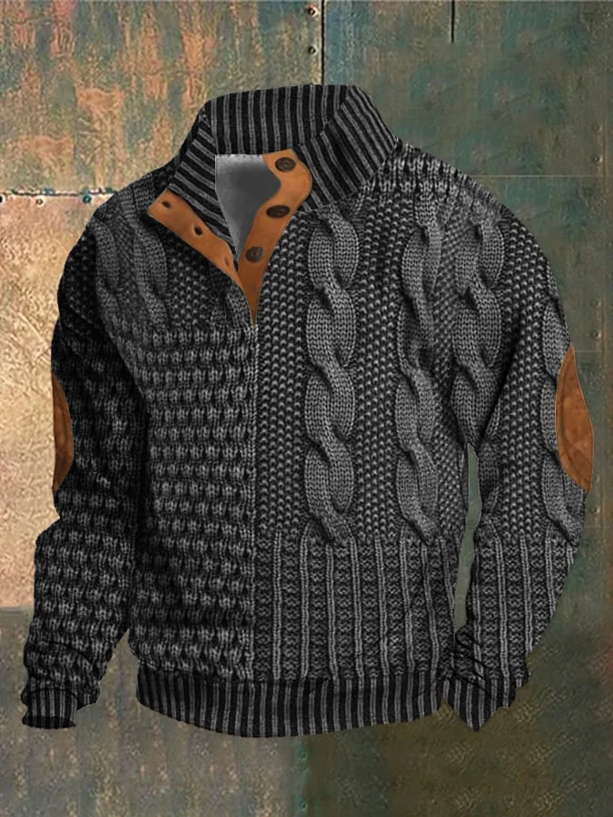 Arnfinn | Stickad Tröja Herr Kabelstickad Quarter-Zip Krage