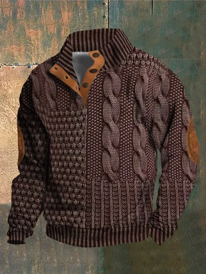 Arnfinn | Stickad Tröja Herr Kabelstickad Quarter-Zip Krage