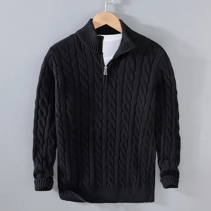 Sören | Stickad Tröja Herr Kabelstickad Half-Zip Bomull