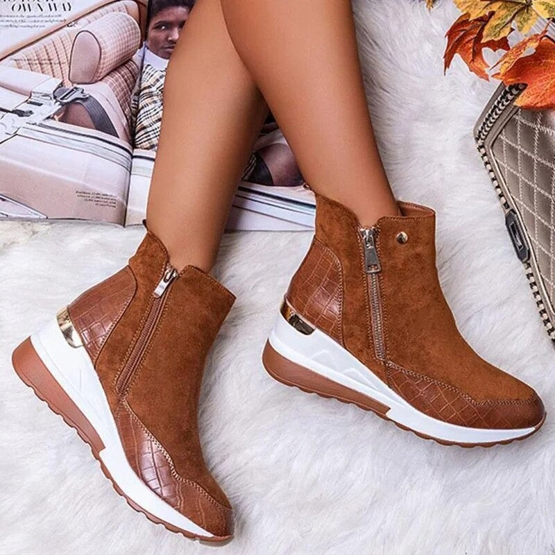 Jarun | Ankelboots Dam Fleecefodrade Dubbel Zip Dämpade