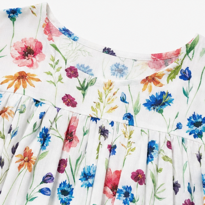 Märta | Blommig Midiklänning Med Fickor