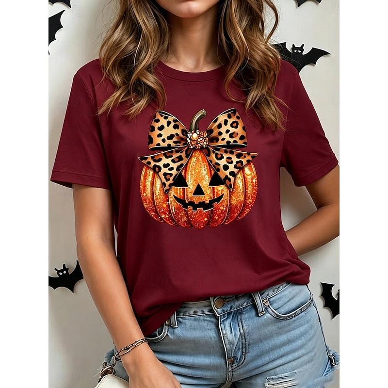 Tindra | T-Shirt Dam Halloween Pumpamotiv Rund Hals