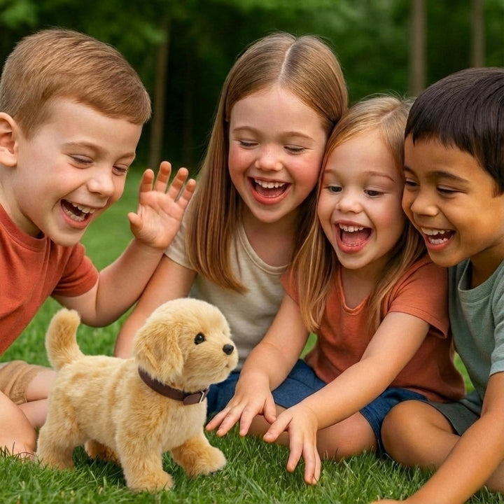 Interaktiv Robothund Med Mjuk Plysch Och Verklighetstrogna Rörelser