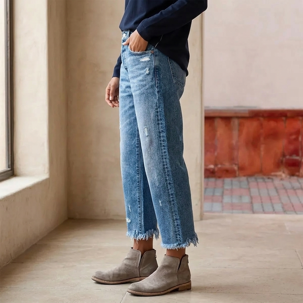Signe | Croppade Jeans Dam Raka Ben