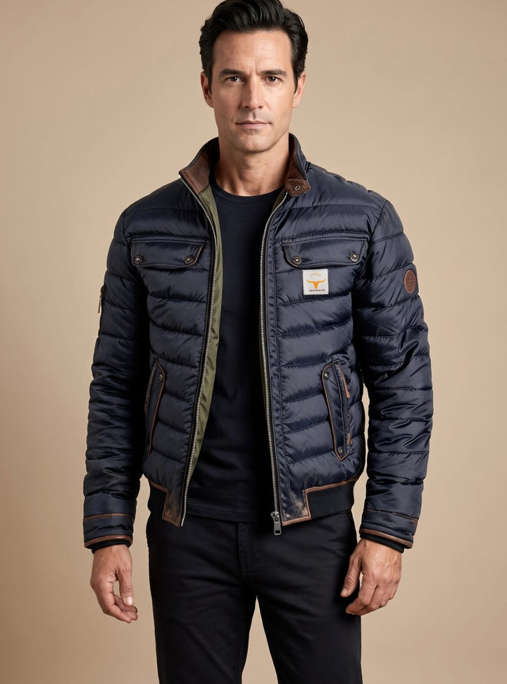 Roger | Vinterjacka Herr Quiltad Ståkrage Zip
