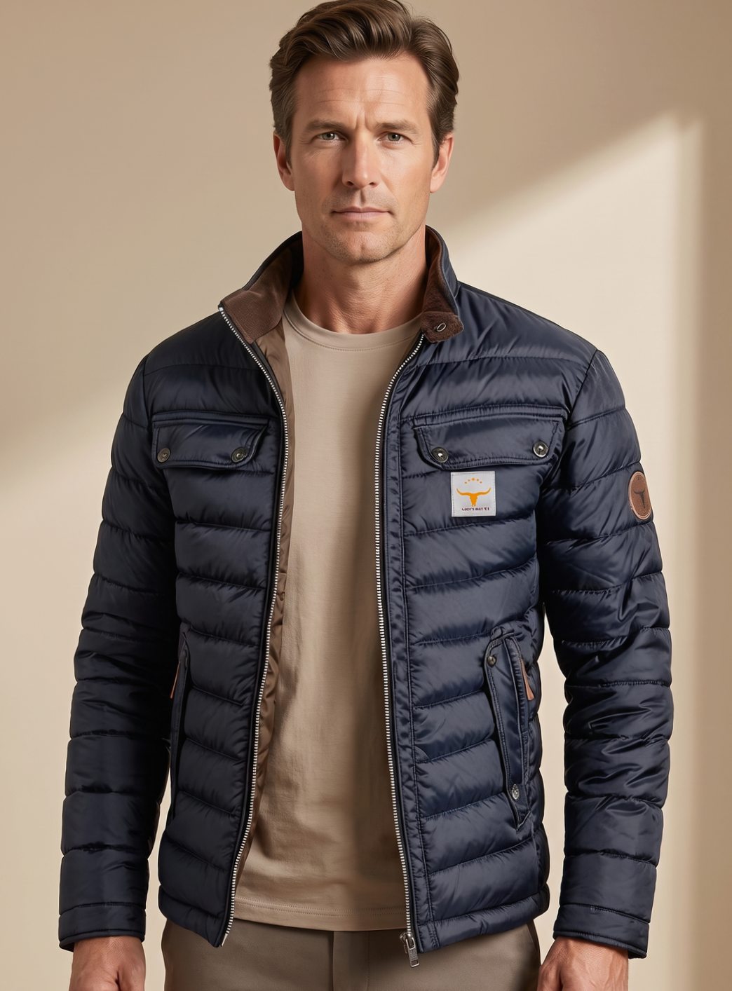 Roger | Vinterjacka Herr Quiltad Ståkrage Zip
