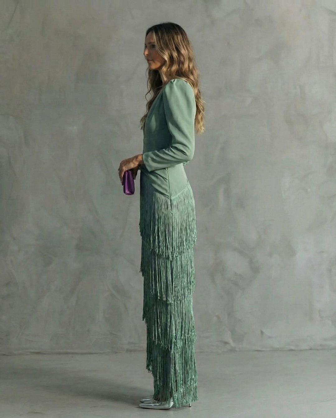 Clara | Midiklänning Dam Fransärmar