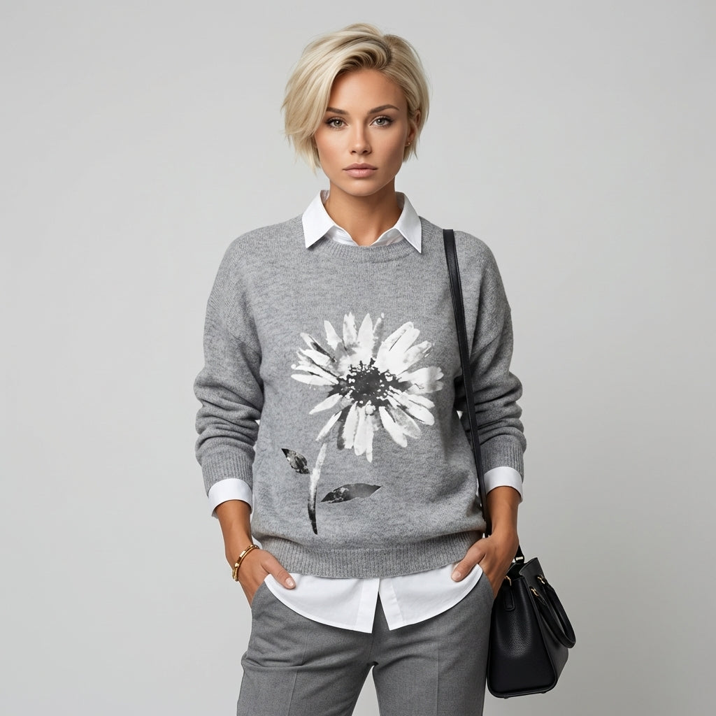 Dagfrid | Tröja Dam Prästkragemotiv Rund Hals Relaxed Fit