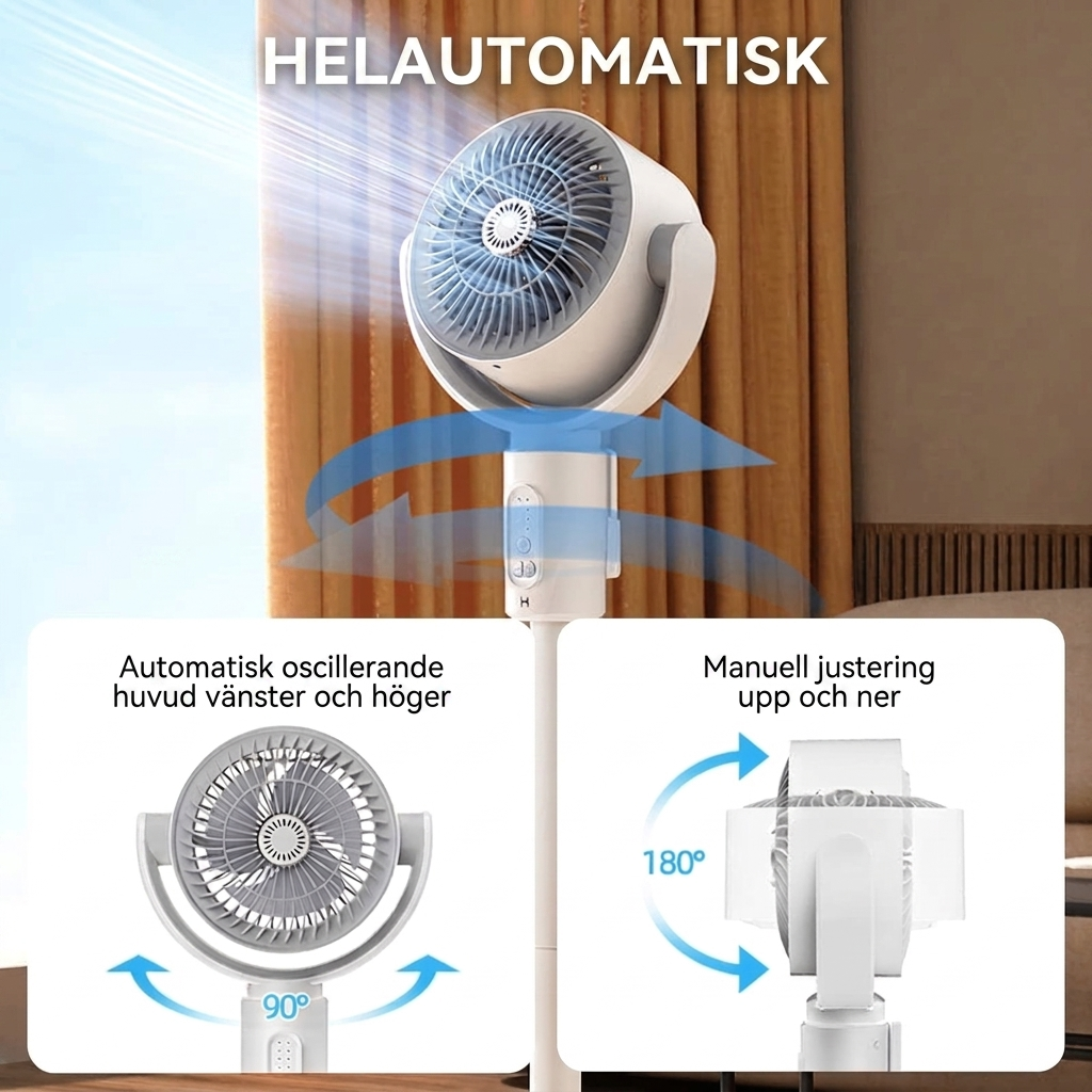 Tyst Golvfläkt Med Fjärrkontroll Oscillation Och 5 Hastigheter
