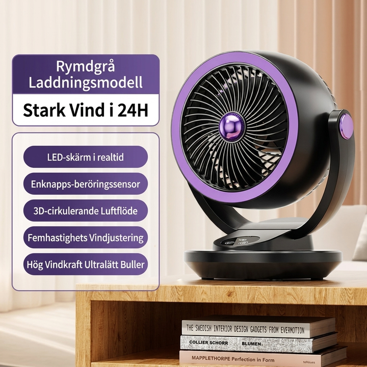 Tyst Luftcirkulationsfläkt Med Kraftfullt Luftflöde Och 360° Cirkulation