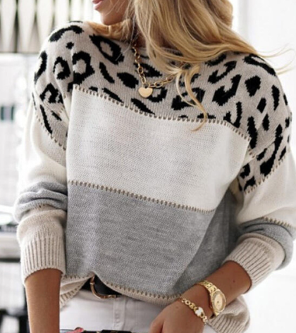 Leyla | Tröja Dam Leopardmönstrad Relaxed Fit