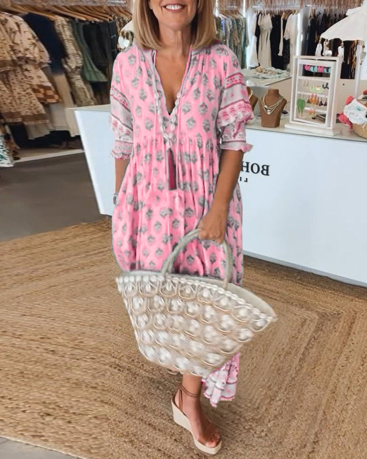 Tilda | Klänning Dam Boho Midilängd