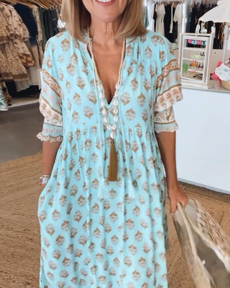 Tilda | Klänning Dam Boho Midilängd