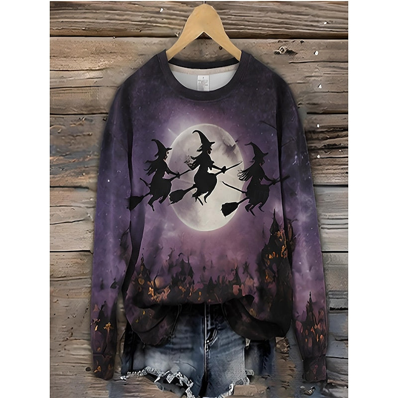 Mylene | Sweatshirt Dam Randig Halloween Kattmotiv