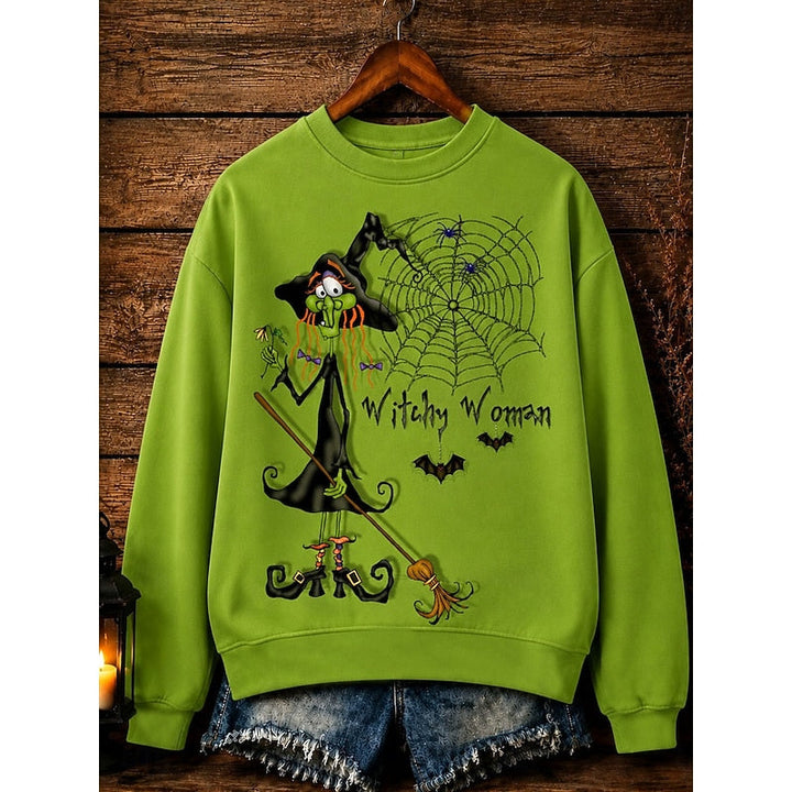 Elis | Sweatshirt Dam Halloween Häxmotiv Rund Hals