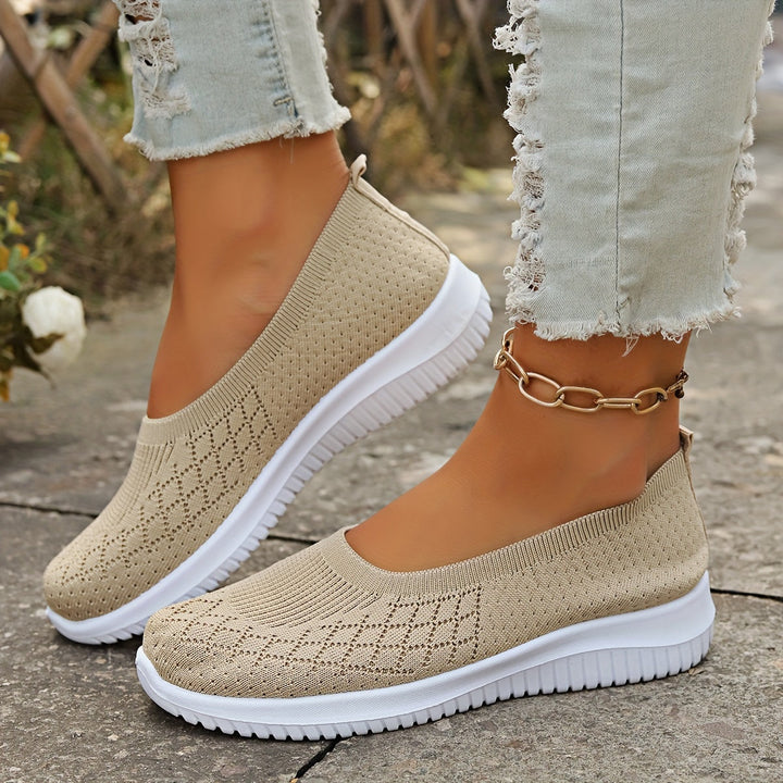 Elena | Slip-On Skor Dam Med Stickad Ovandel