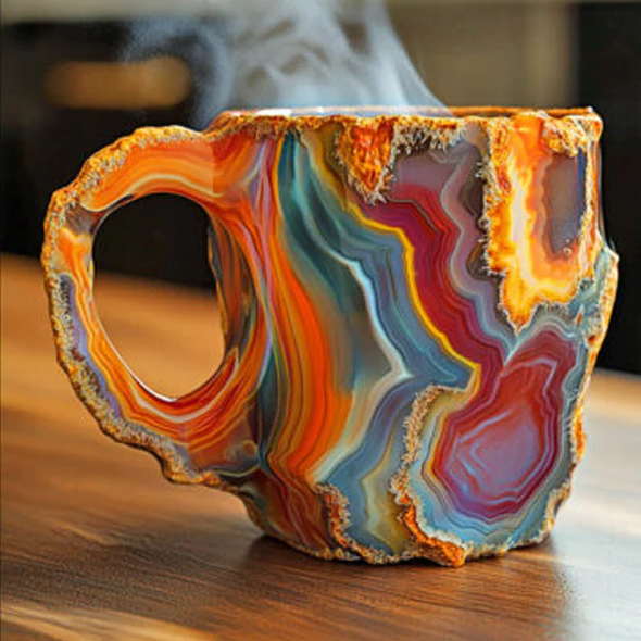 Mineralkristall Kaffemugg Med Unik Kristalliknande Design 300 ml