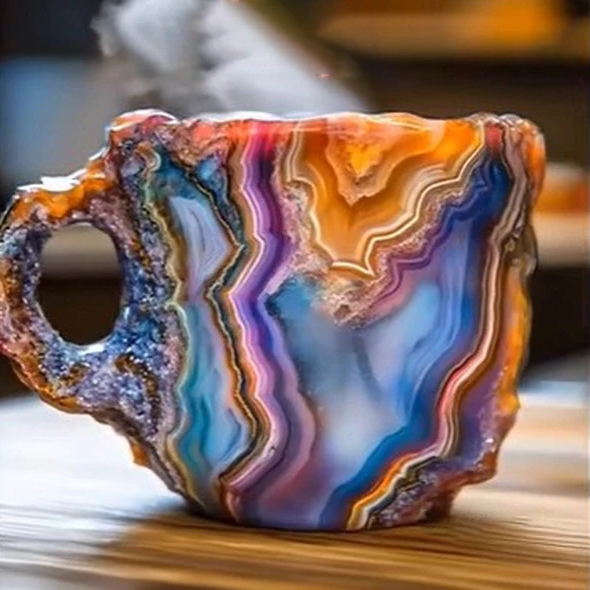 Mineralkristall Kaffemugg Med Unik Kristalliknande Design 300 ml