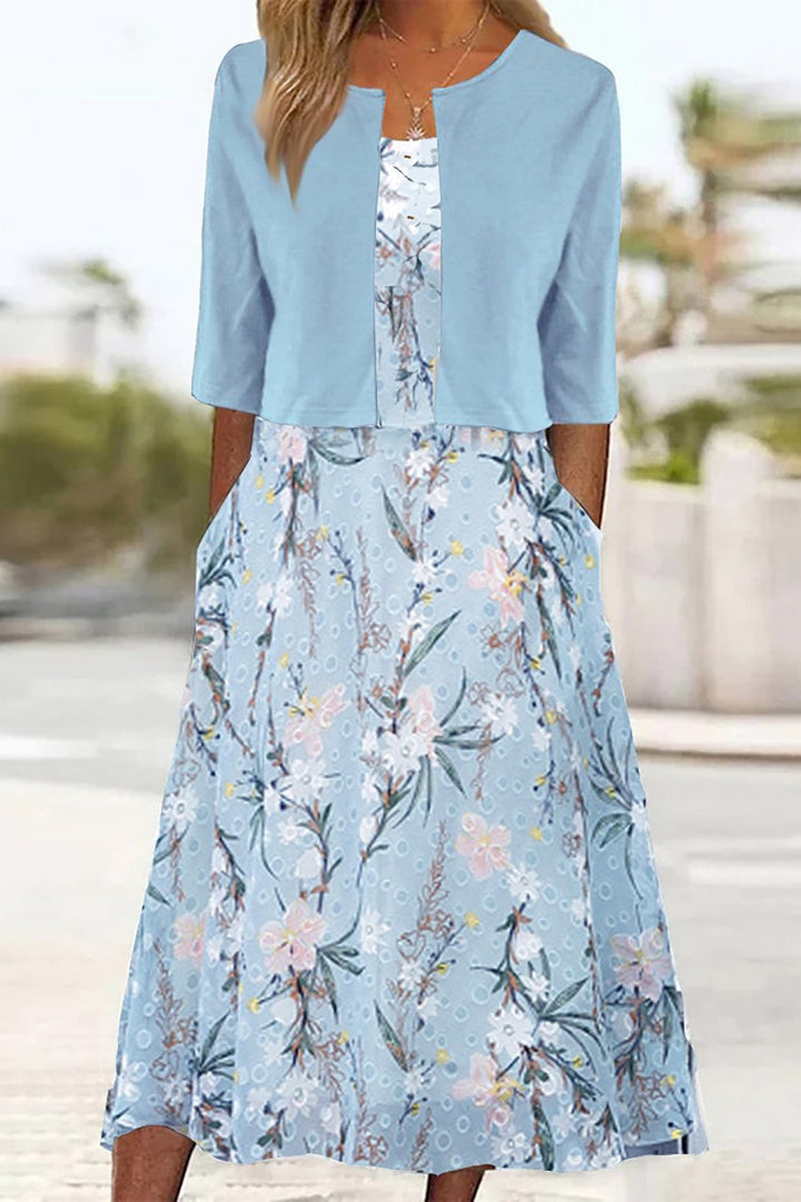 Gunilla | Tvådelat Set Blommigt Midi