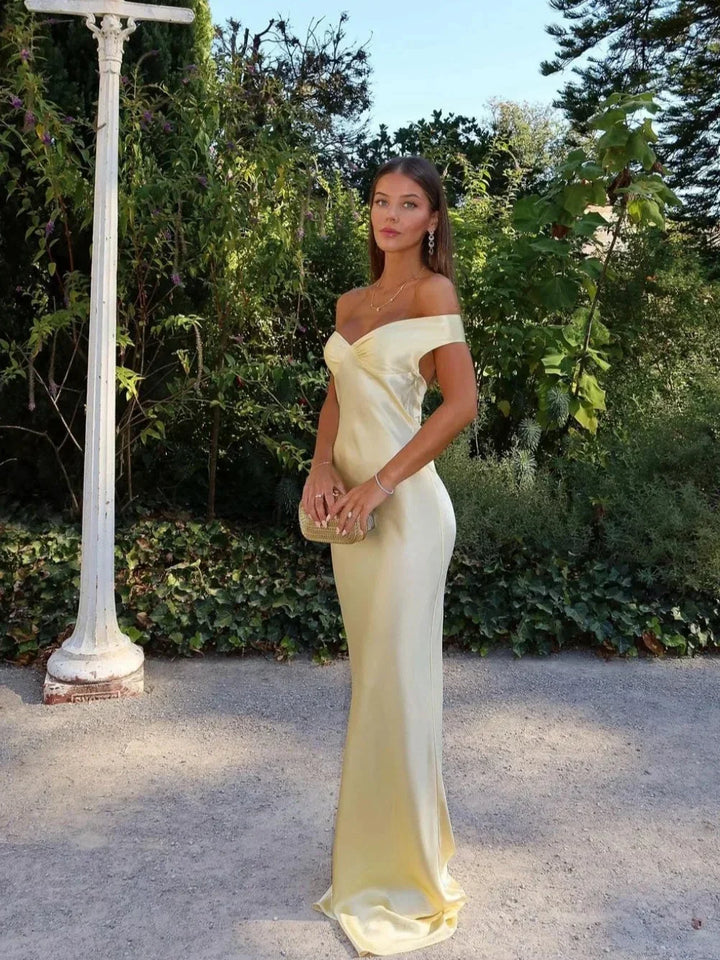 Soleil | Satin Maxiklänning Dam Off Shoulder