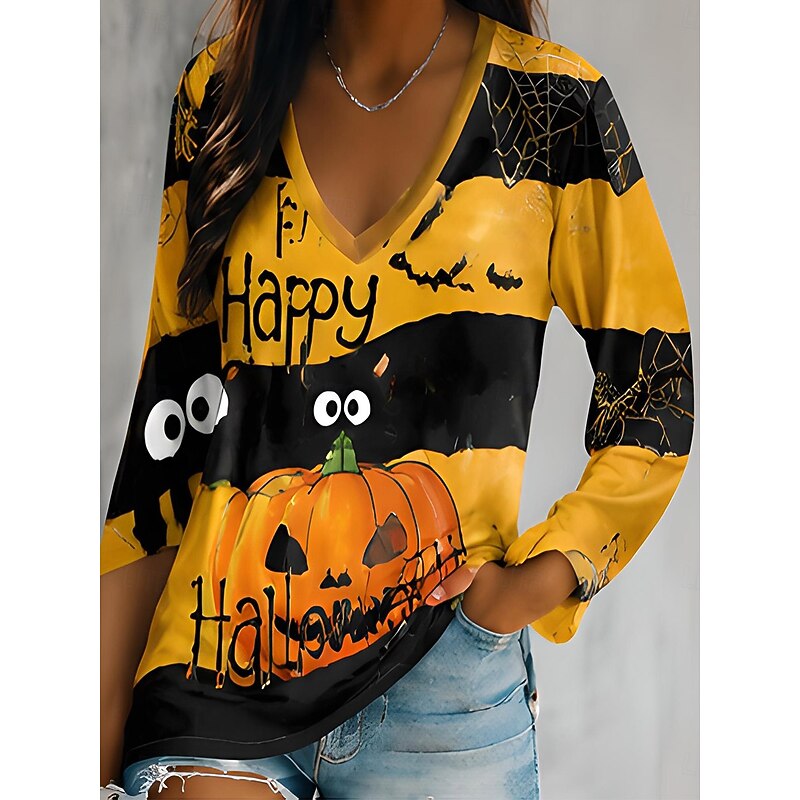 Maj | Topp Dam Halloween V-Ringad Långärmad