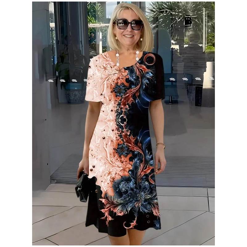 Anneli | Midiklänning Mönstrad Elegant