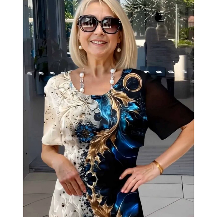 Anneli | Midiklänning Mönstrad Elegant
