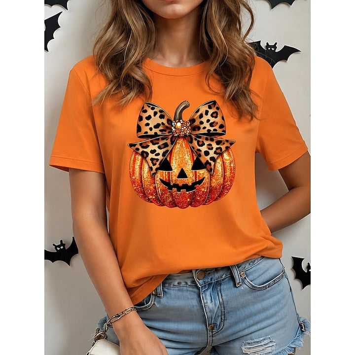 Tindra | T-Shirt Dam Halloween Pumpamotiv Rund Hals