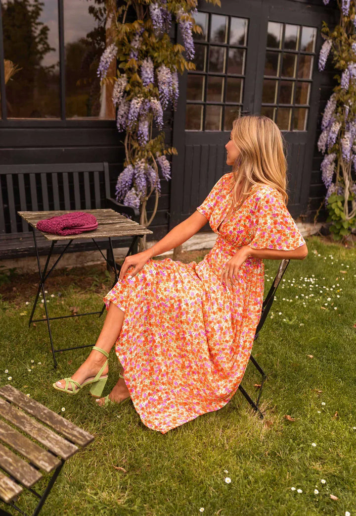 Astrid | Blommig Maxiklänning V-ringad