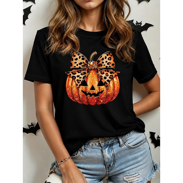 Tindra | T-Shirt Dam Halloween Pumpamotiv Rund Hals