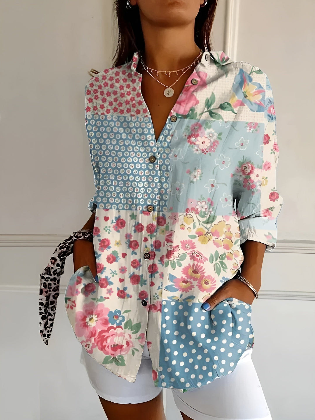 Siv | Blus Blommig Knappar