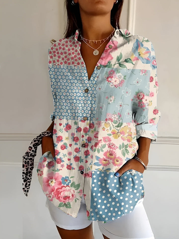 Siv | Blus Blommig Knappar