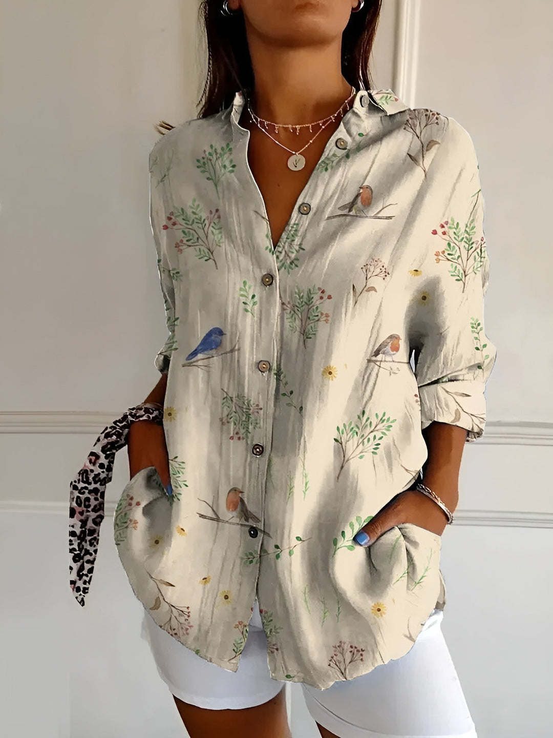 Siv | Blus Blommig Knappar