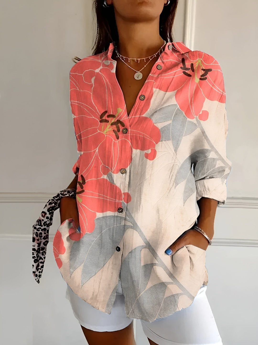 Siv | Blus Blommig Knappar